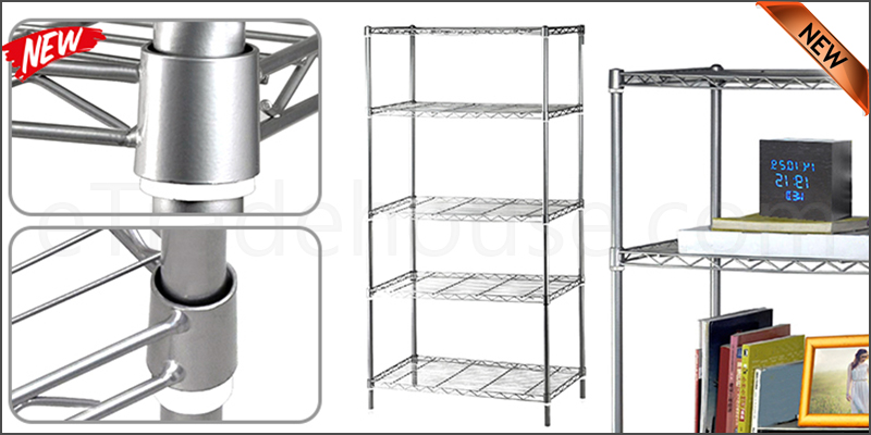 5 Tier Carbon Steel Shelf Kitchen Garage Storage Wire Rack Shelving